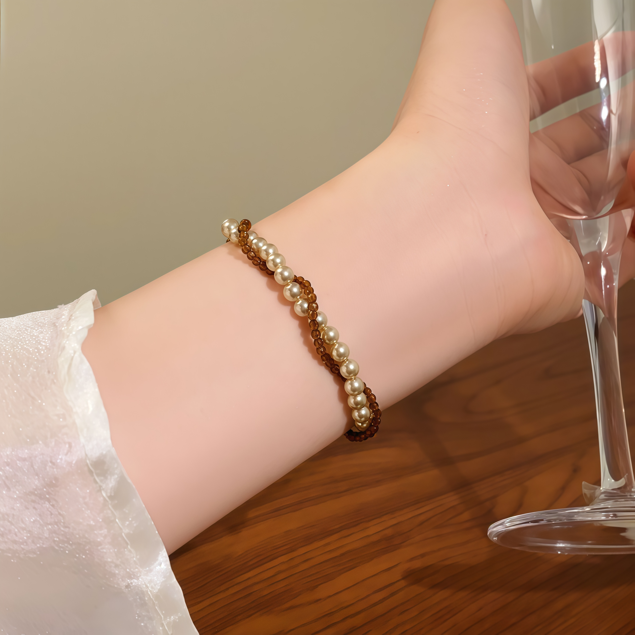The Amber Pearl Orbit Bracelet