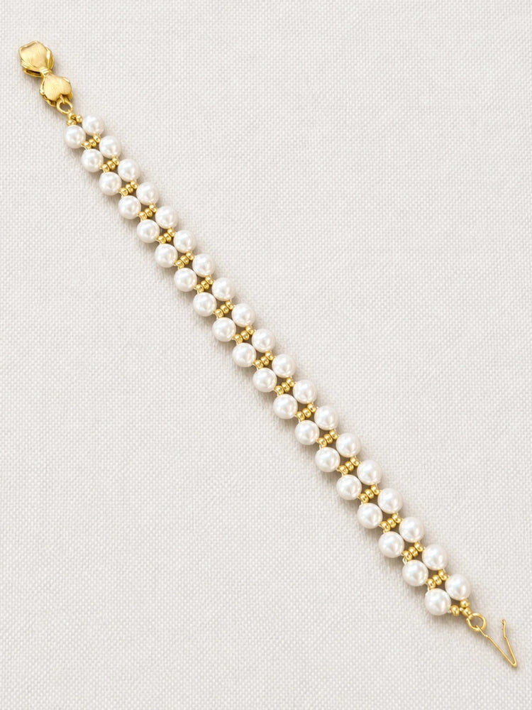 Lumi Pearl Ladder Bracelet - Gold