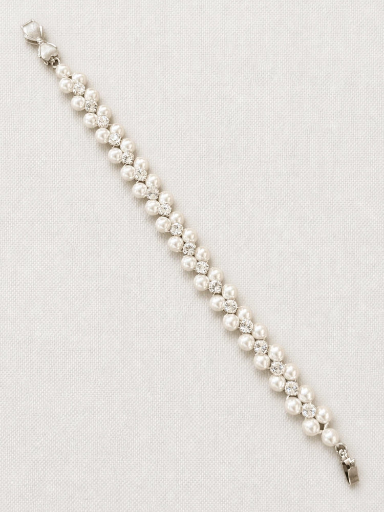 Lumi Crystal Pearl Wave Bracelet - Silver