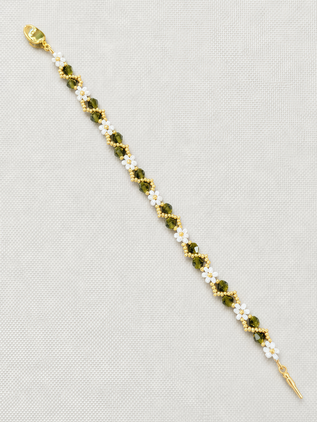 Fleur Daisy Olive Bracelet - Gold