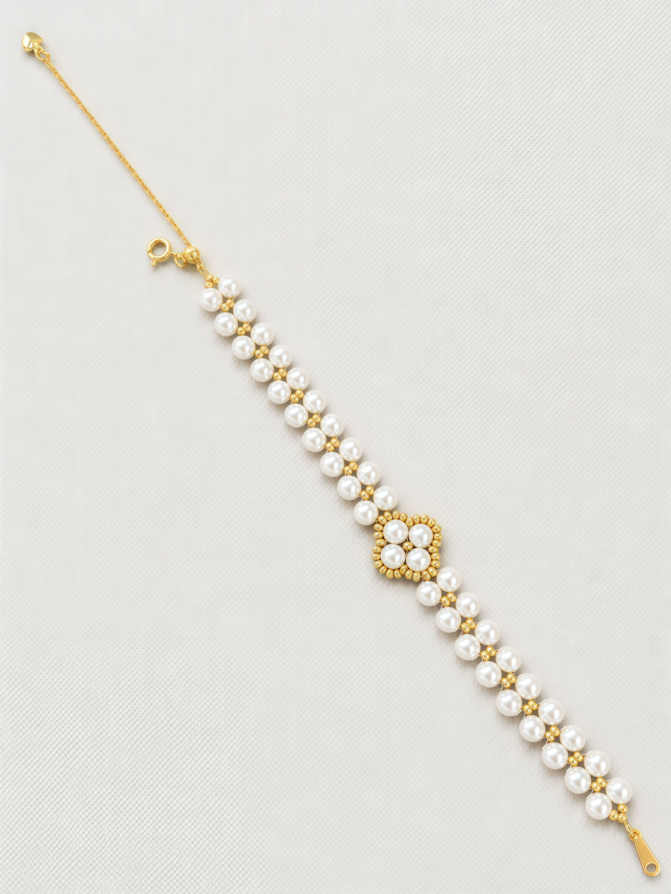 Lumi Pearl Ribbon Bracelet - Gold