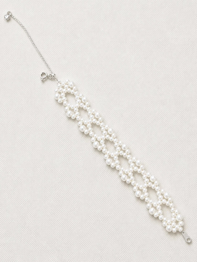 Lumi Pearl Chain Bracelet - Silver White