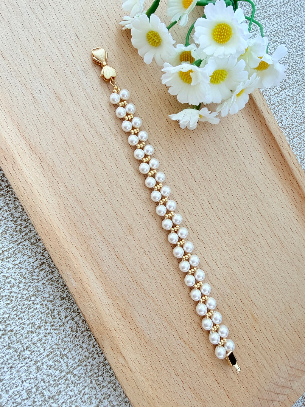 Lumi Pearl Ladder Bracelet - Gold