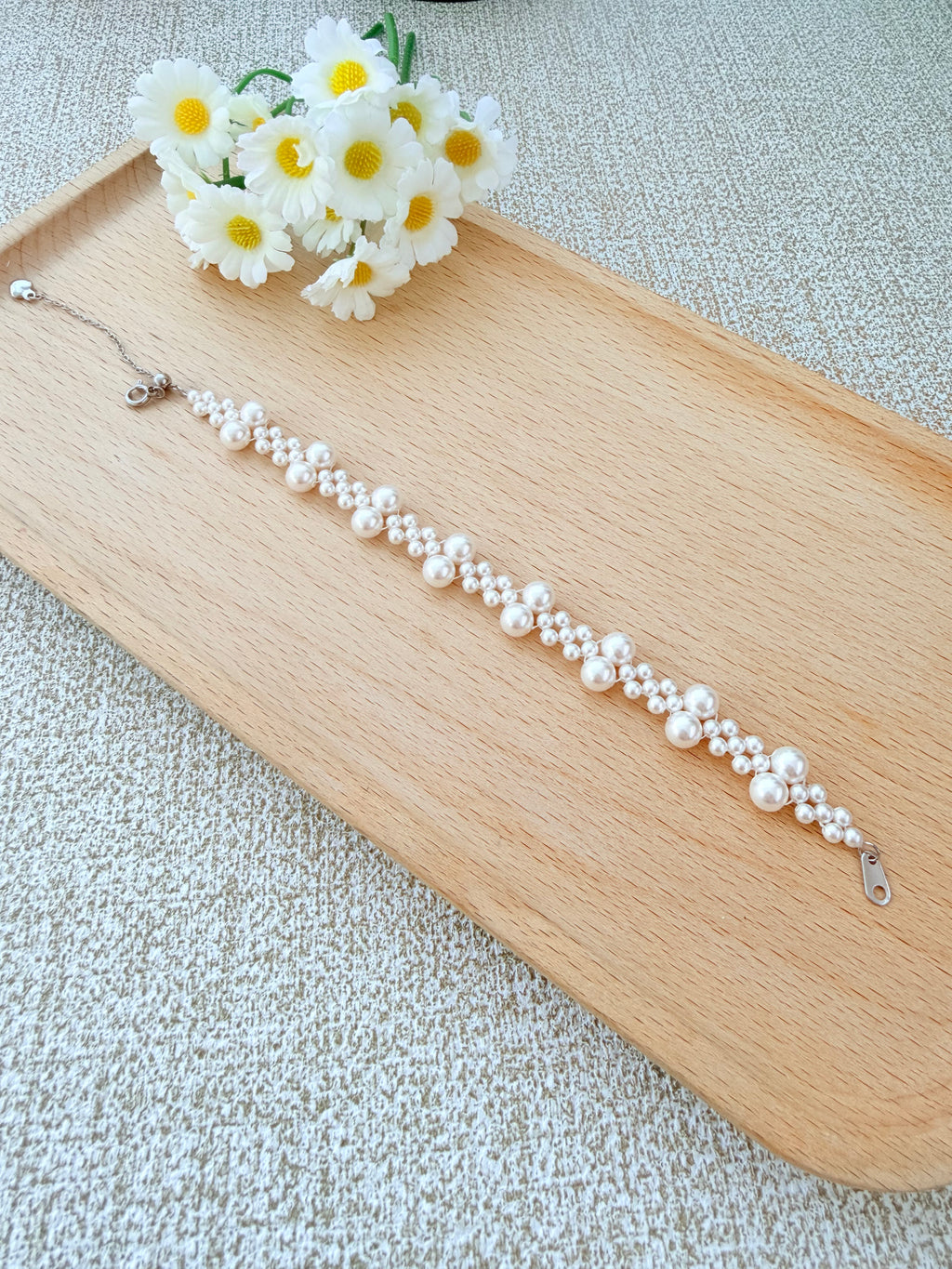 Organic Pearl Drift Bracelet - Silver