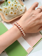 Lumi Pearl Ember Bracelet - Gold Red