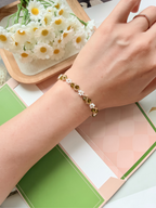 Fleur Daisy Olive Bracelet - Gold