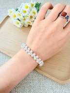 Lumi Crystal Pearl Wave Bracelet - Silver