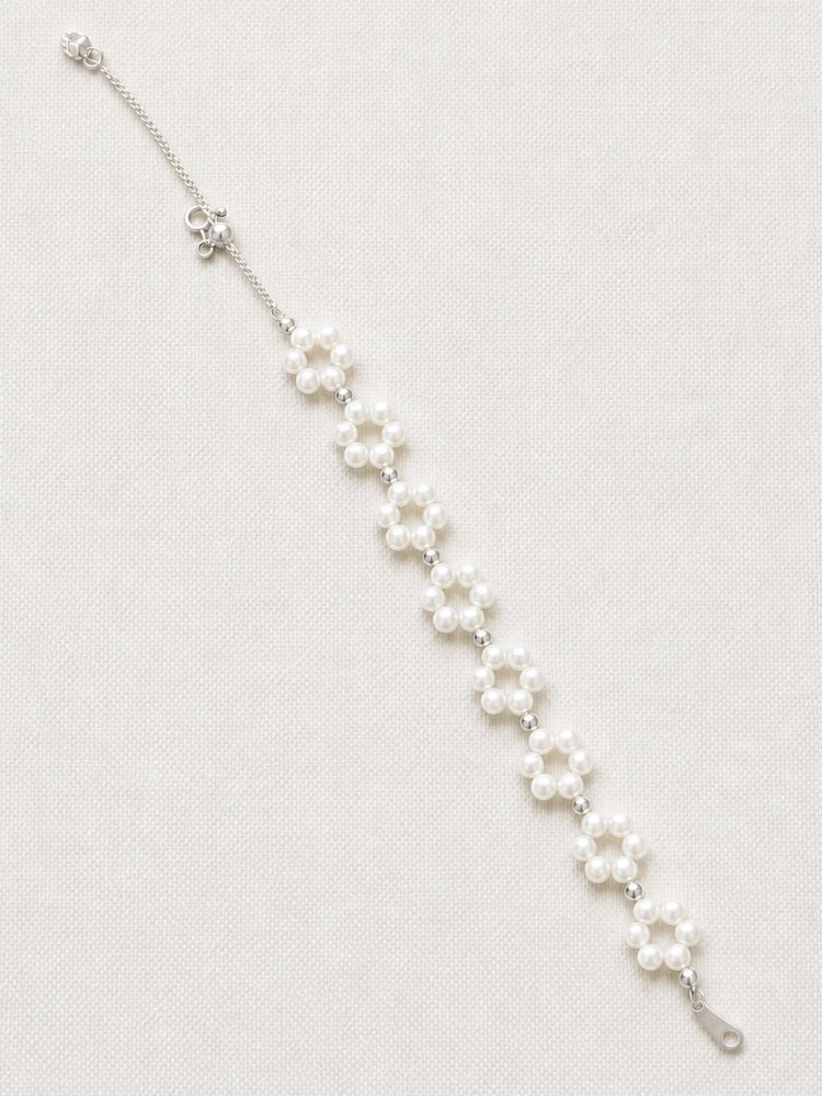 Fleur Pearl Bloom Bracelet - Silver